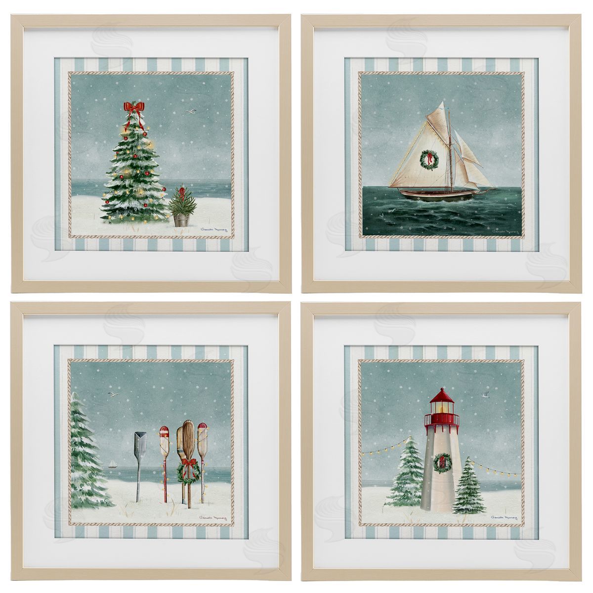 Danielle Murray Nautical Christmas Scenes Canvas Wall Art Print