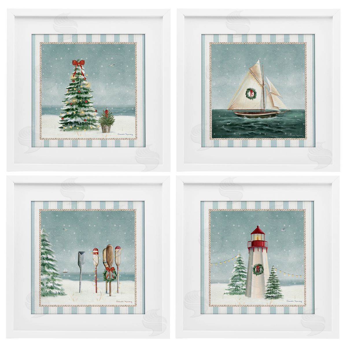 Danielle Murray Nautical Christmas Scenes Canvas Wall Art Print
