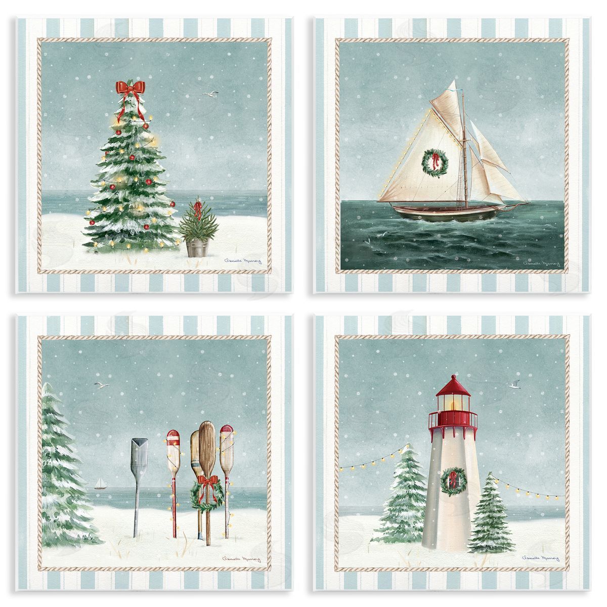 Danielle Murray Nautical Christmas Scenes Canvas Wall Art Print