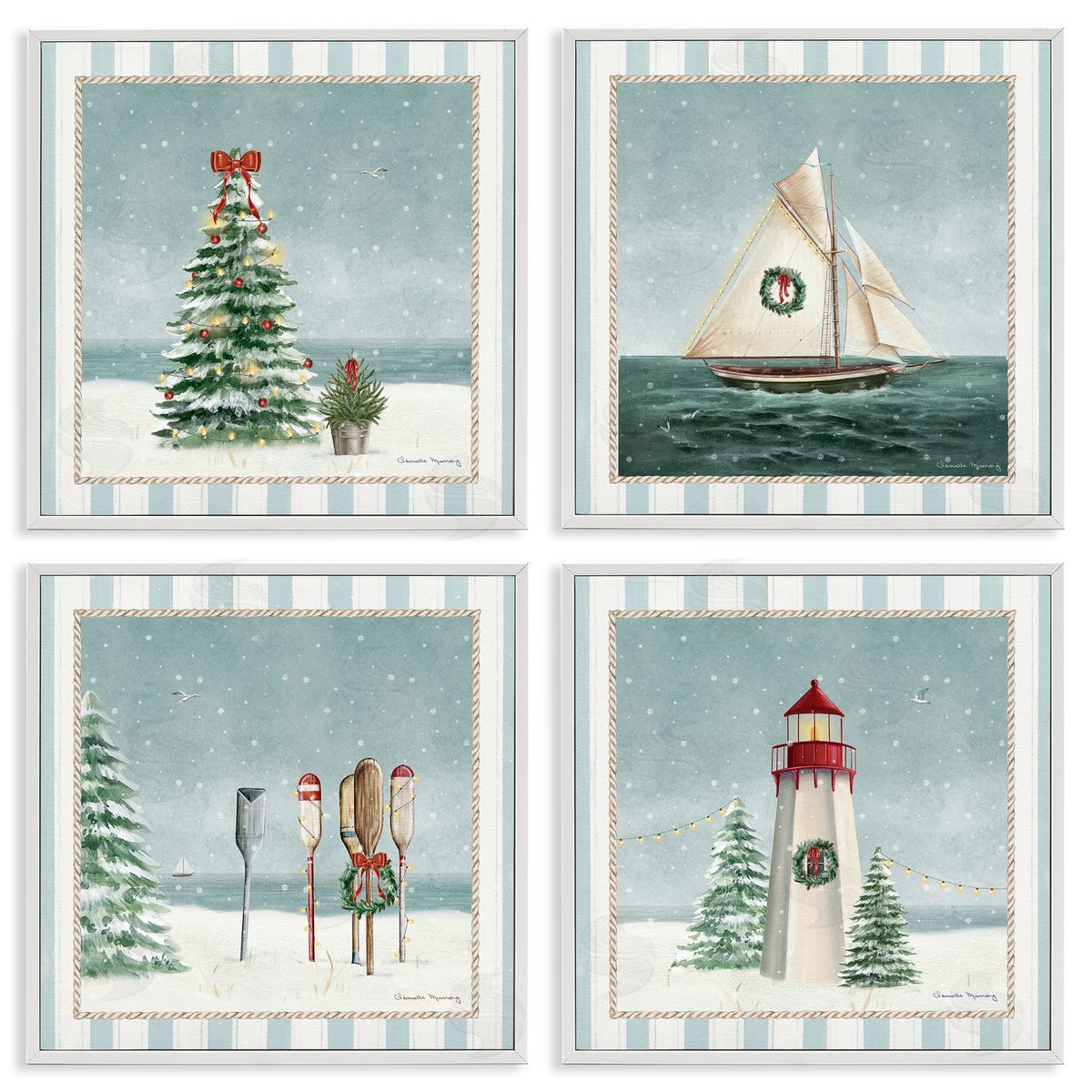 Danielle Murray Nautical Christmas Scenes Canvas Wall Art Print
