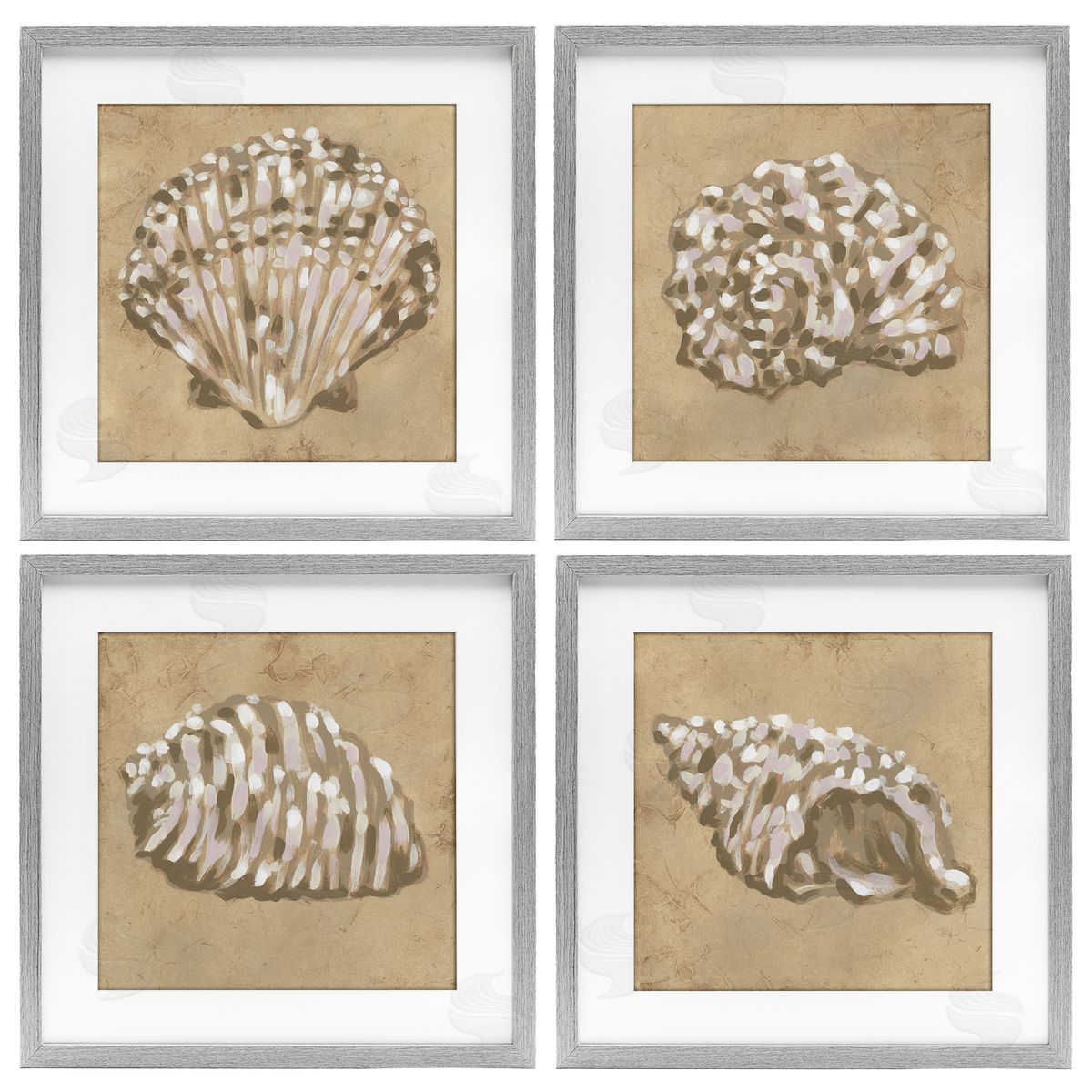 June Erica Vess Seashells in Earth Tones Canvas Wall Art Print