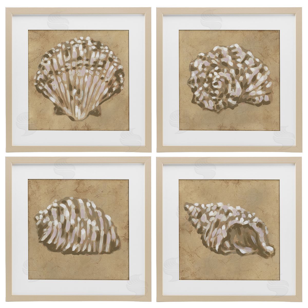 June Erica Vess Seashells in Earth Tones Canvas Wall Art Print