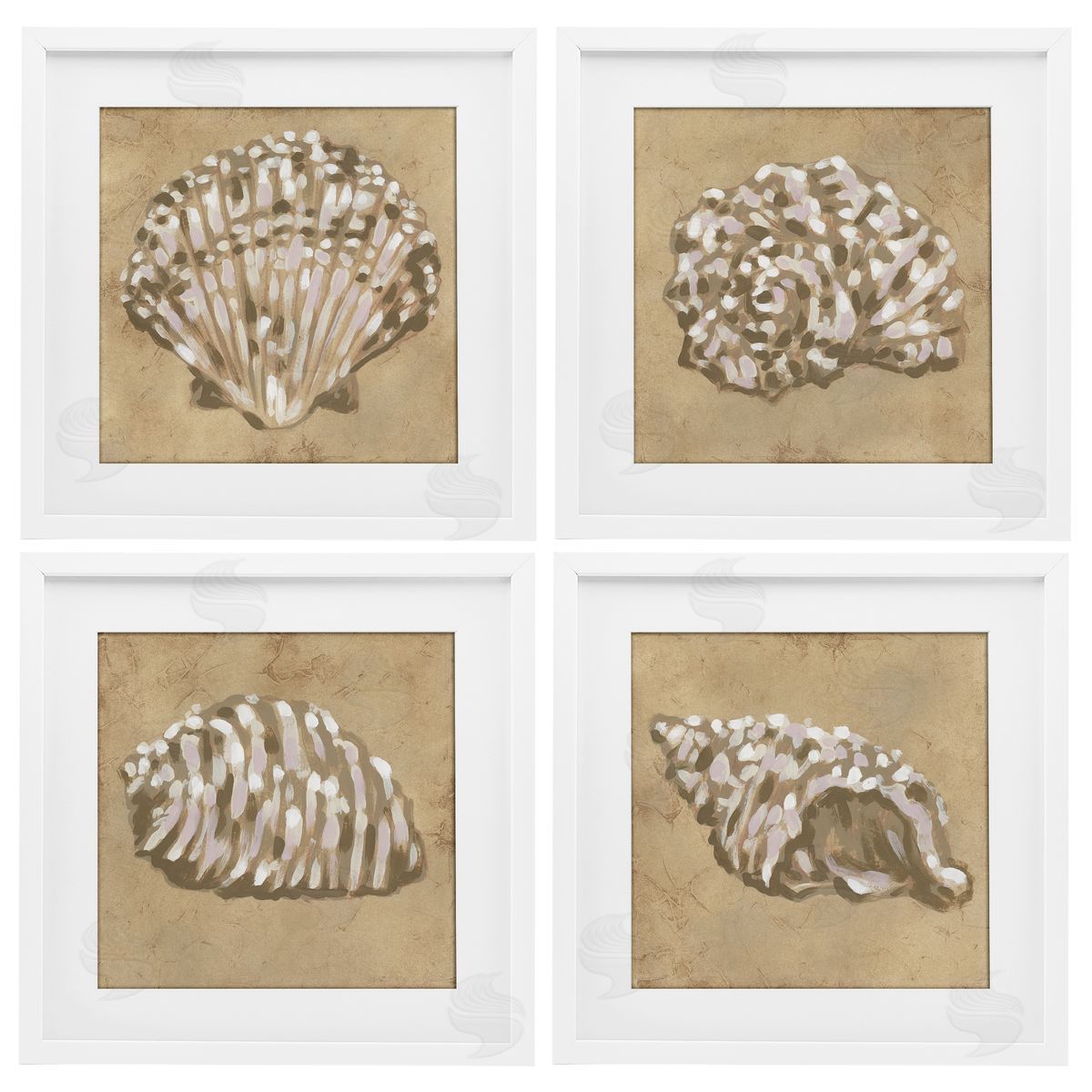 June Erica Vess Seashells in Earth Tones Canvas Wall Art Print
