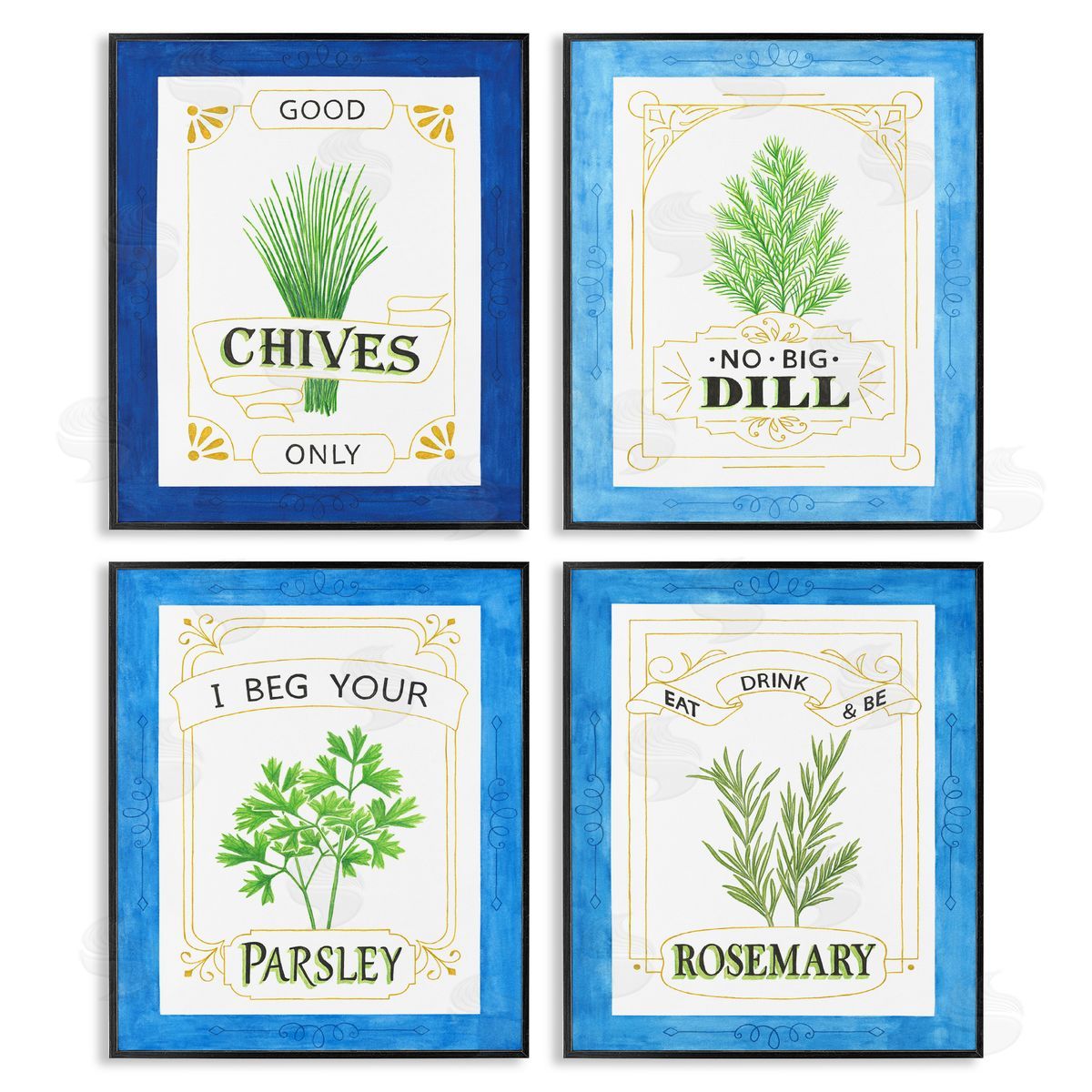 Lara Beeston Kitchen Herb Puns Canvas Wall Art Print