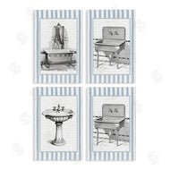 Lettered and Lined | Antique Bathroom Blue Stripes