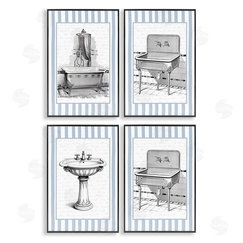 Lettered and Lined | Antique Bathroom Blue Stripes