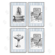 Lettered and Lined | Antique Bathroom Blue Stripes
