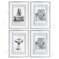 Lettered and Lined | Antique Bathroom Blue Stripes