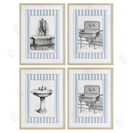 Lettered and Lined | Antique Bathroom Blue Stripes