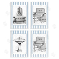 Lettered and Lined | Antique Bathroom Blue Stripes
