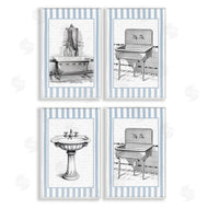Lettered and Lined | Antique Bathroom Blue Stripes