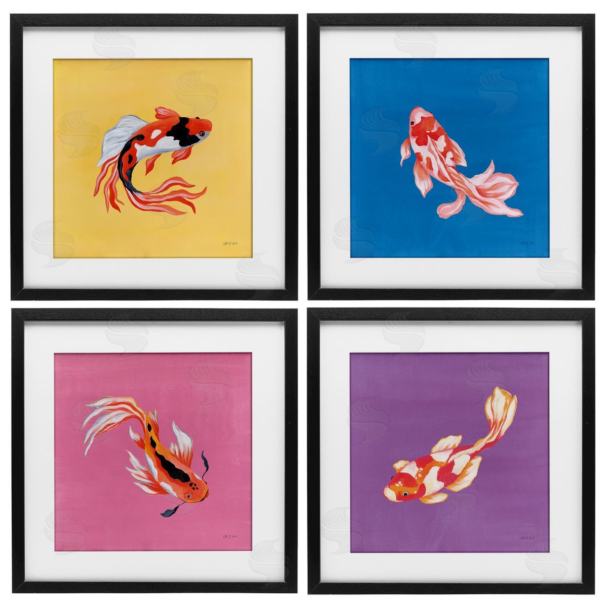 Yvette St. Amant Vibrant Colorful Koi Fish Canvas Wall Art Print