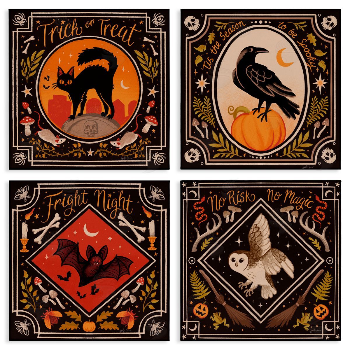 Janelle Penner Spooky Season Animals Canvas Wall Art Print