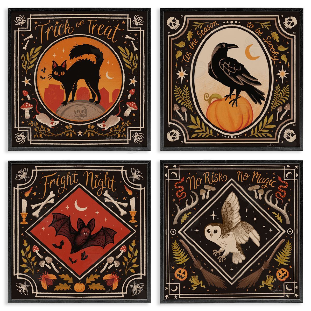 Janelle Penner Spooky Season Animals Canvas Wall Art Print