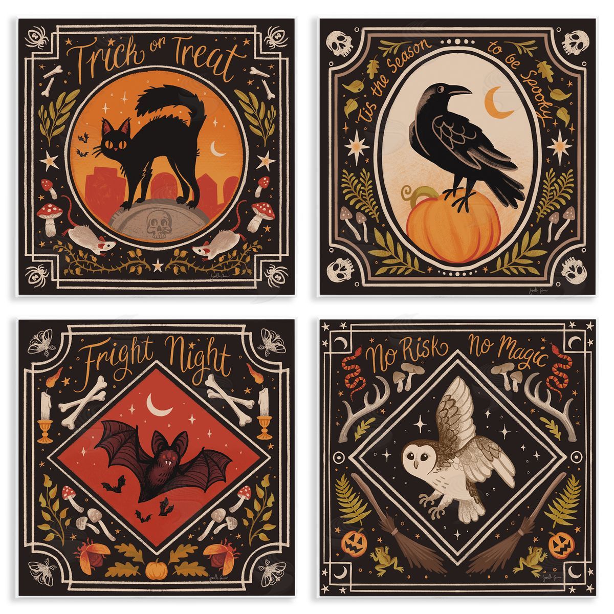 Janelle Penner Spooky Season Animals Canvas Wall Art Print