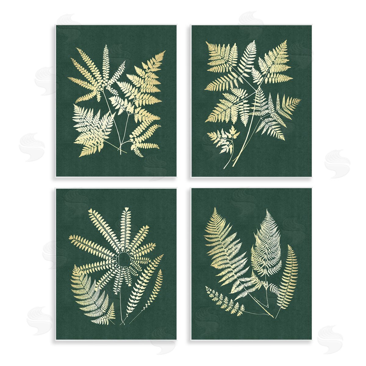 JJ Design House LLC Luminous Fern Leaves Canvas Wall Art Print