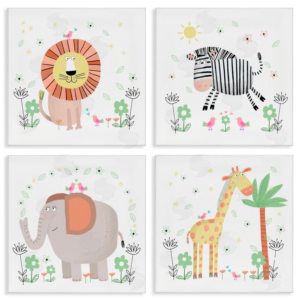Carla Daly Baby Jungle Animals & Flowers Canvas Wall Art Set