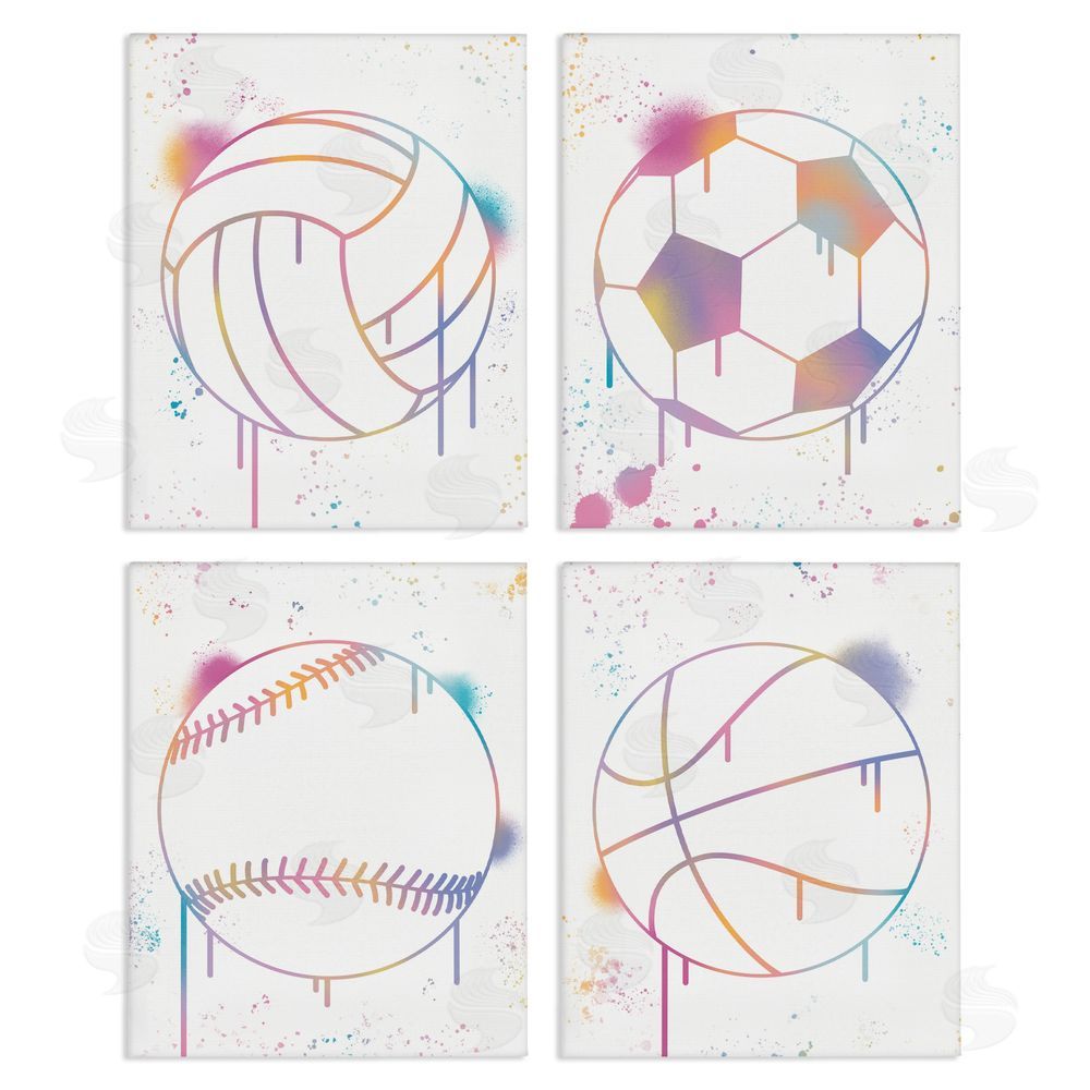 Marcus Prime Modern Graffiti Sports Balls Canvas Wall Art Set