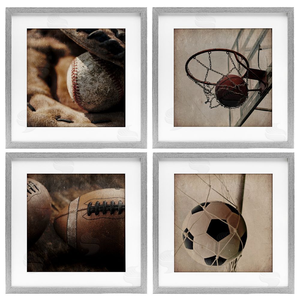 Kim Allen Inspiring Sports Be The Ball Gray Framed Print Under Glass Set