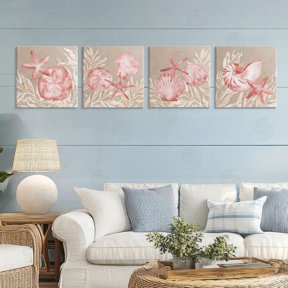 Paul Brent Tampico Shells in Peach Printed Wall Art Set in Room