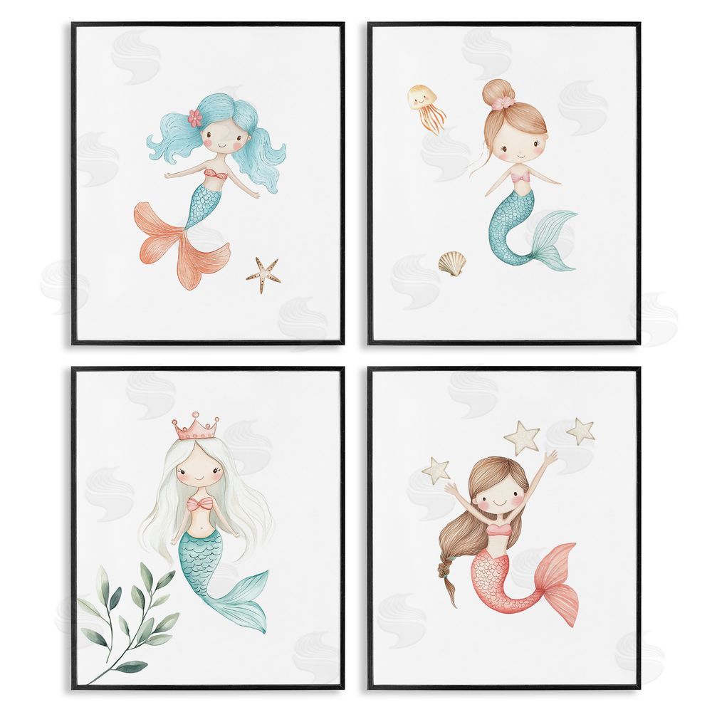 Christine Simpson Art Mermaid's Ocean Adventures Black Framed Giclee Wall Art Print
