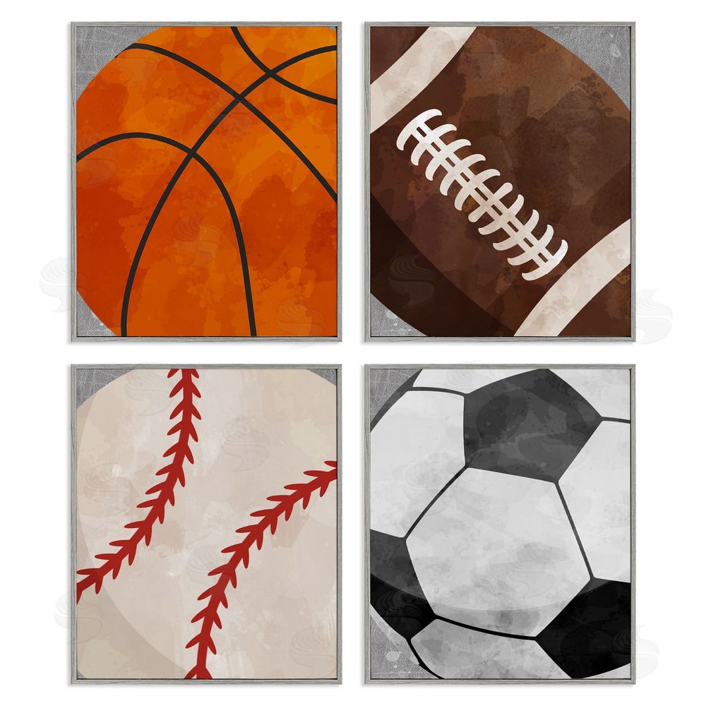Christine Simpson Art Team Sports Bouncing Fun Gray Framed Giclee Wall Art Print