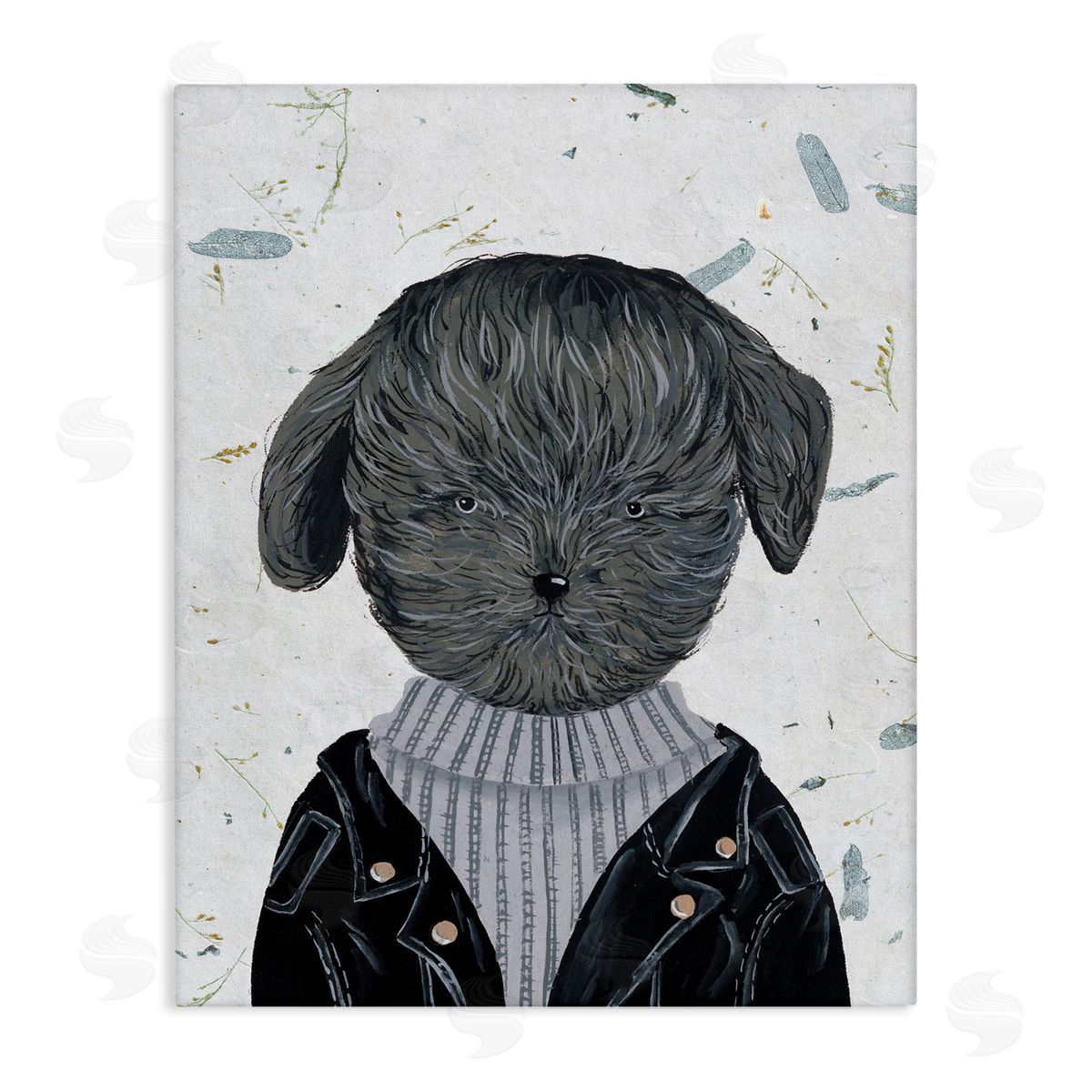 Hipster Dog Jacket Poodle Canvas Wall Art, Home Decor by Melissa Wang