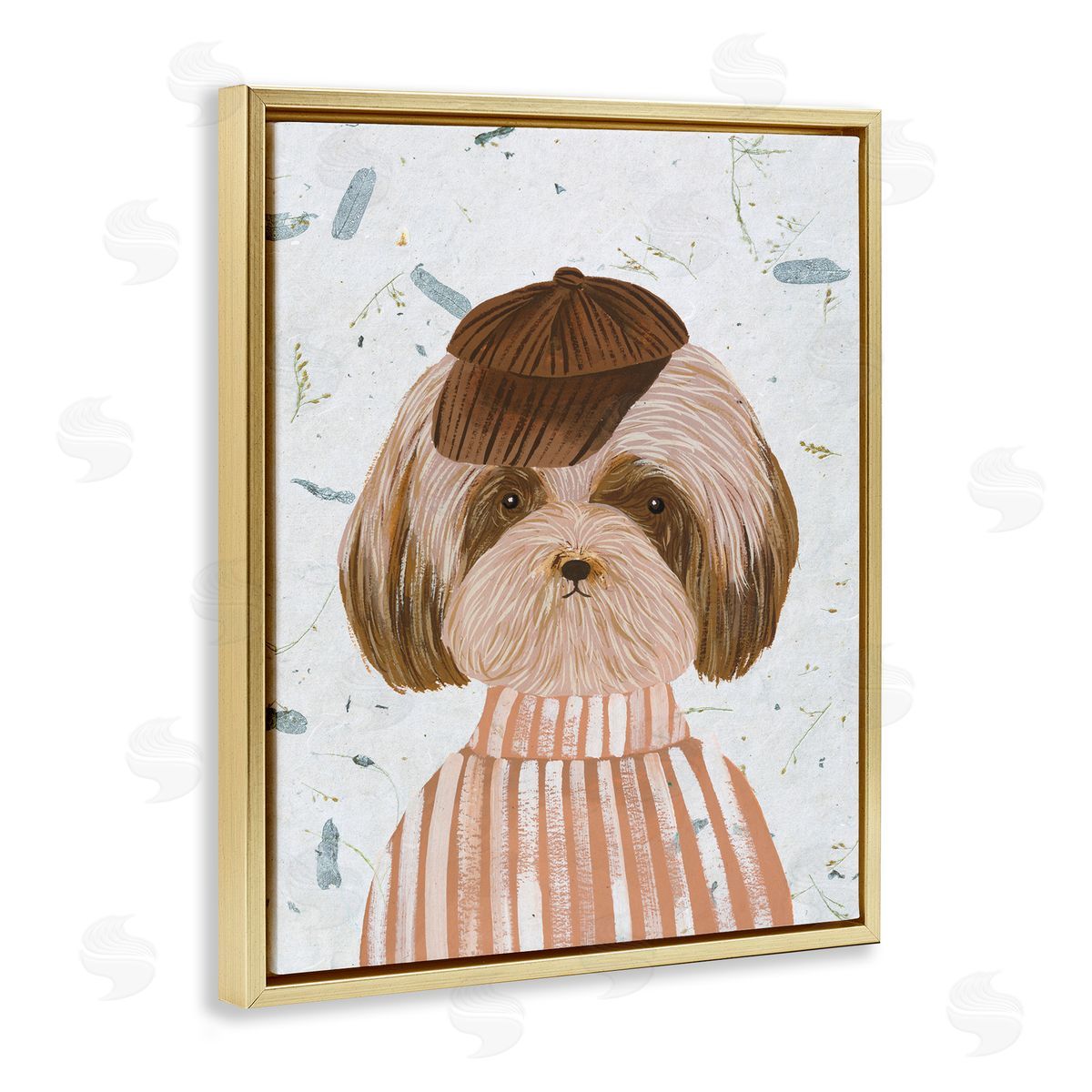 Hipster Dog Sweater Poodle Gold Floating Frame Canvas Wall Art, Home Decor by Melissa Wang