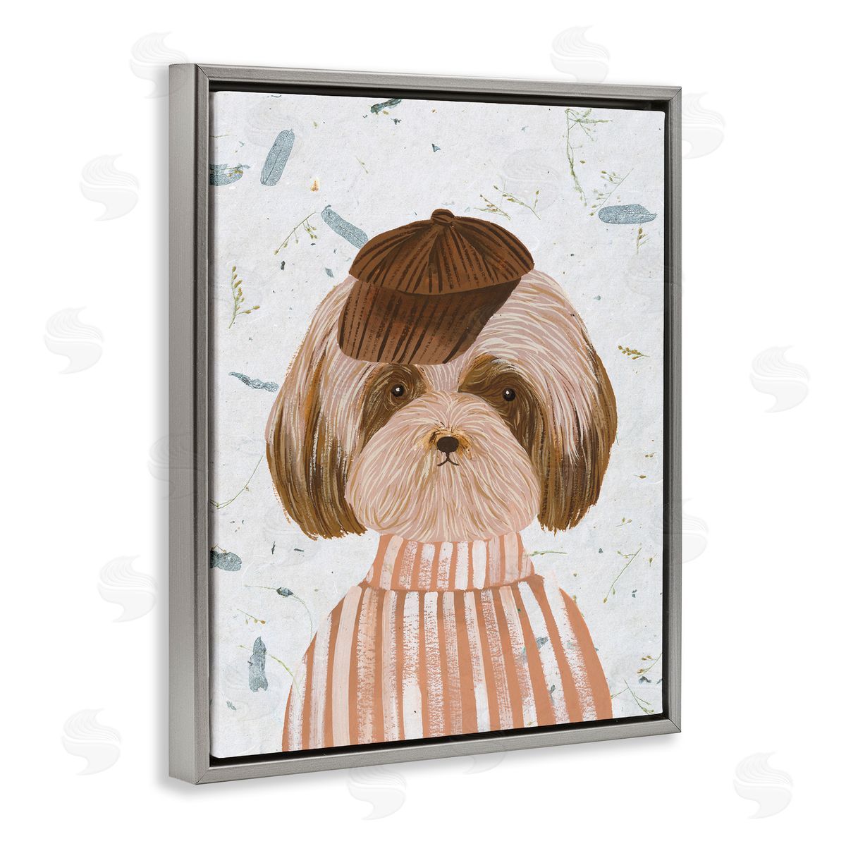 Hipster Dog Sweater Poodle Grey Floating Frame Canvas Wall Art, Home Decor by Melissa Wang