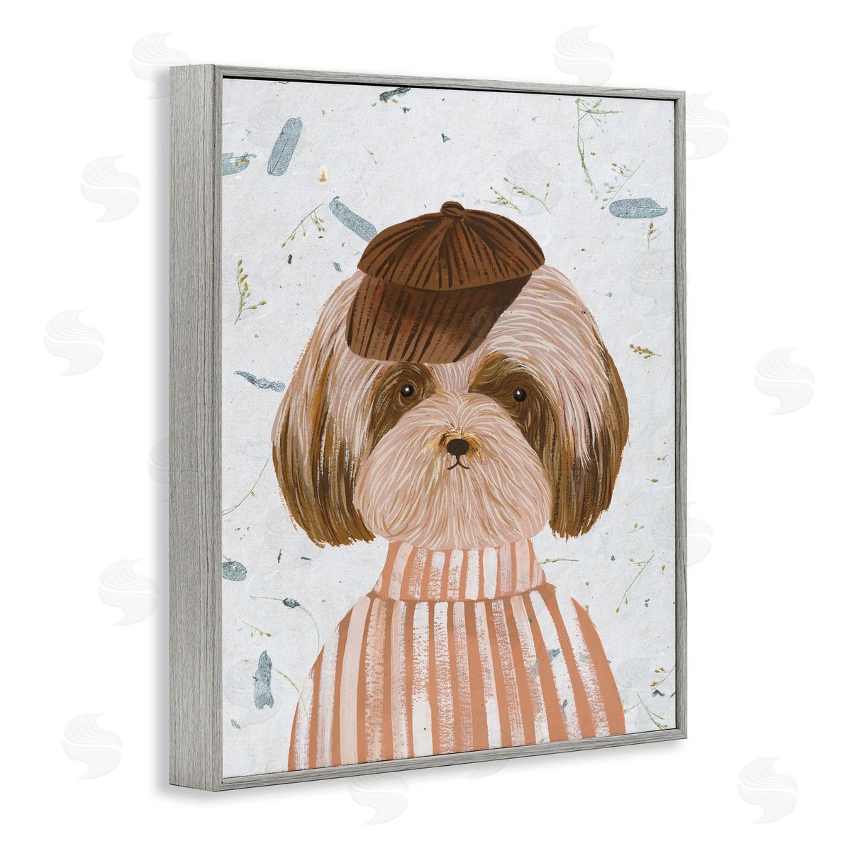 Hipster Dog Sweater Poodle Grey Frame Print Wall Art, Home Decor by Melissa Wang