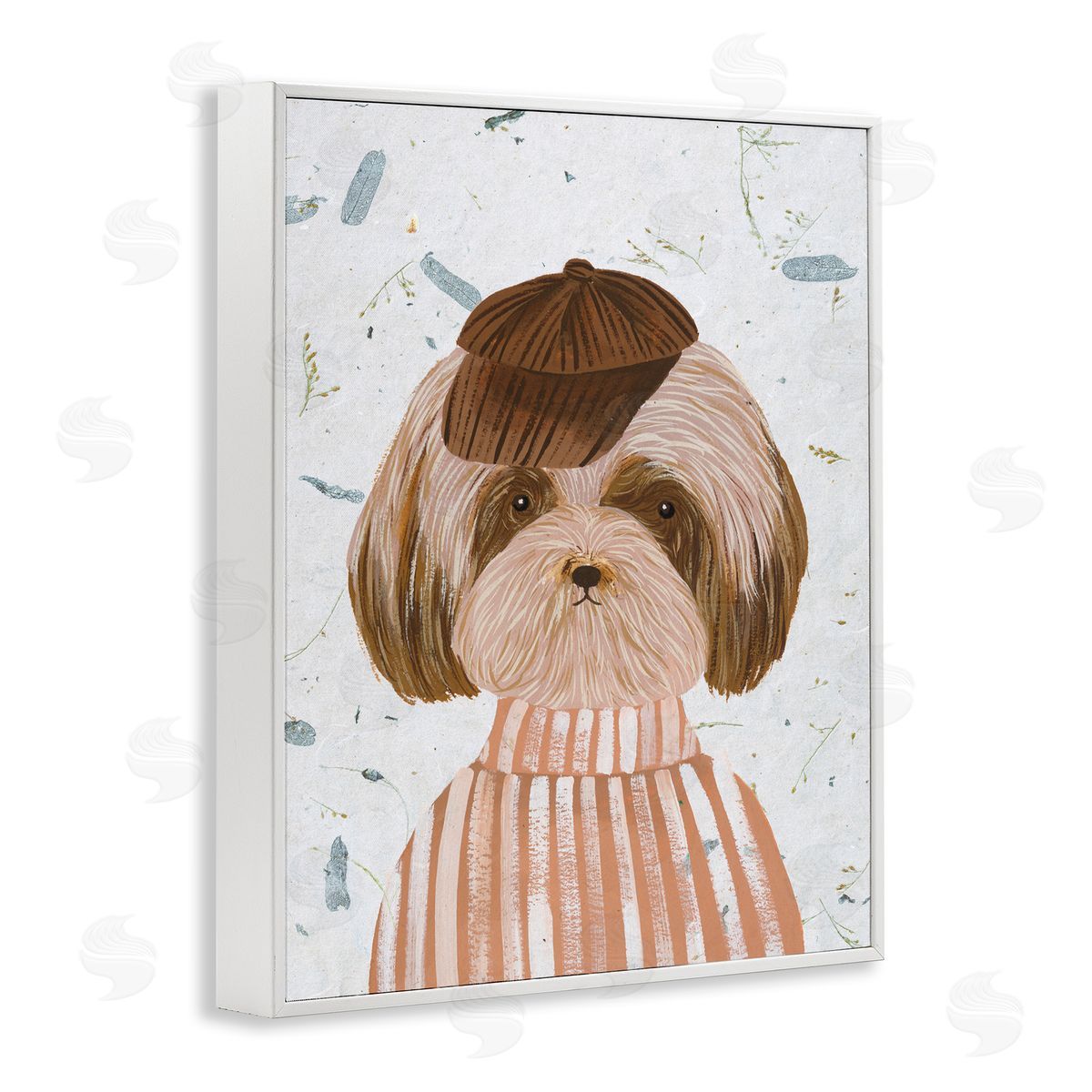 Hipster Dog Sweater Poodle White Frame Print Wall Art, Home Decor by Melissa Wang