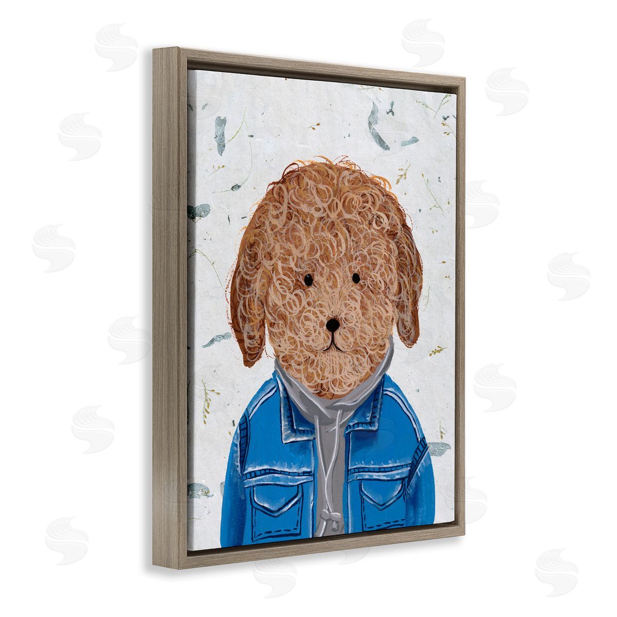 Hipster Dog Sweatshirt Poodle Brown Floating Frame Canvas Wall Art, Home Decor by Melissa Wang