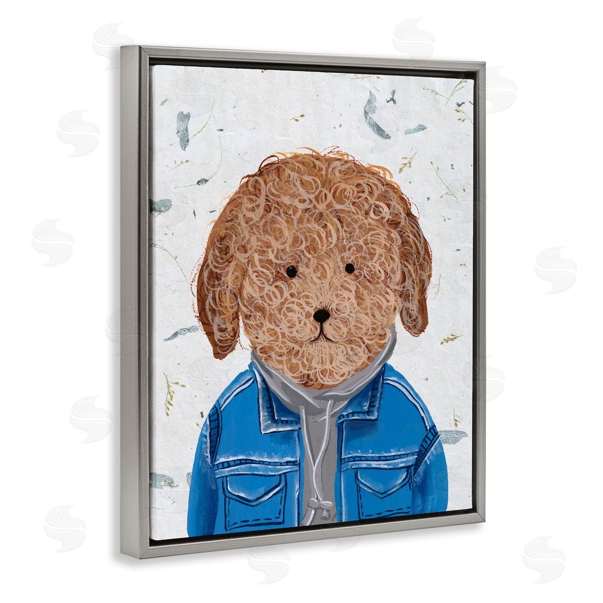 Hipster Dog Sweatshirt Poodle Grey Floating Frame Canvas Wall Art, Home Decor by Melissa Wang