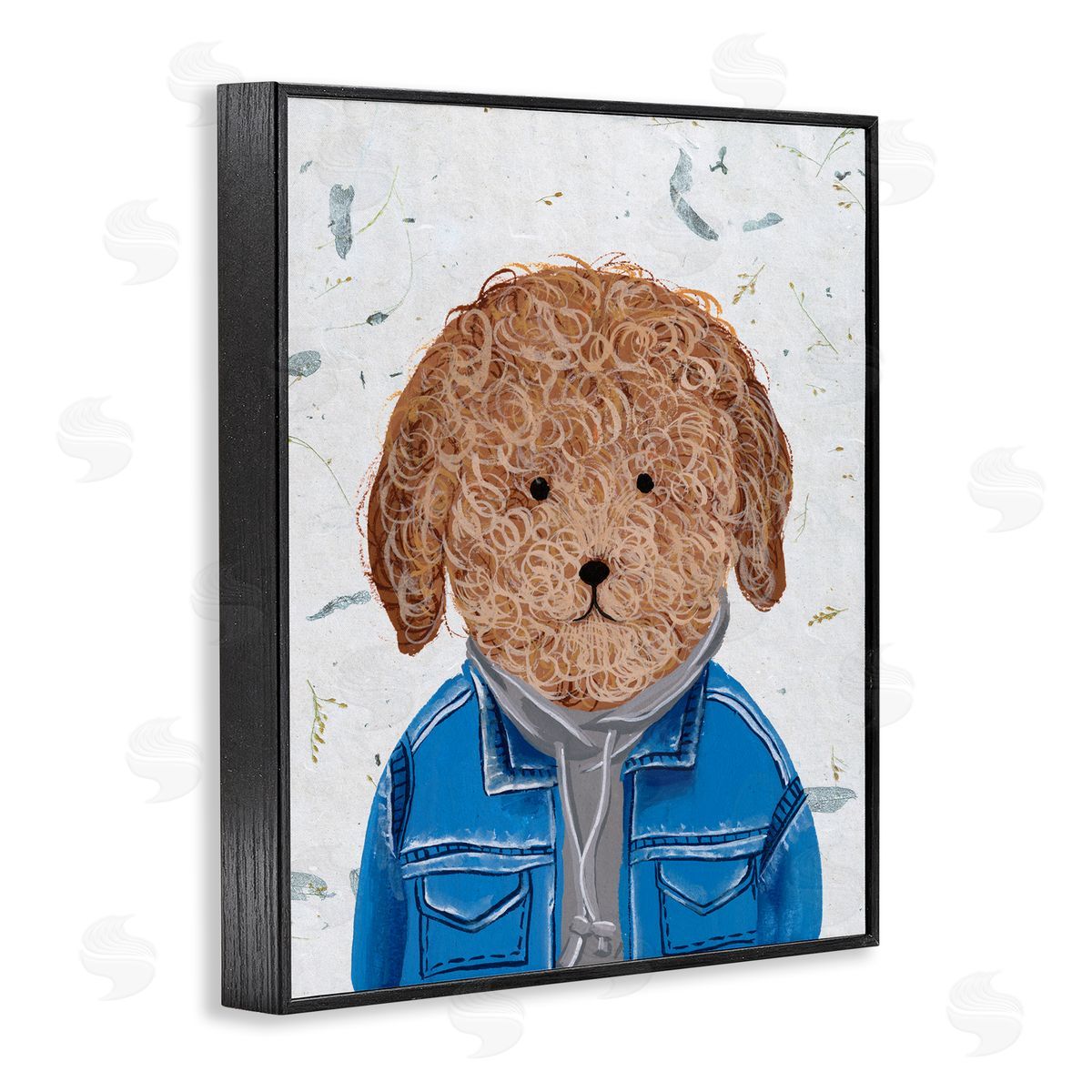 Hipster Dog Sweatshirt Poodle Black Frame Print Wall Art, Home Decor by Melissa Wang