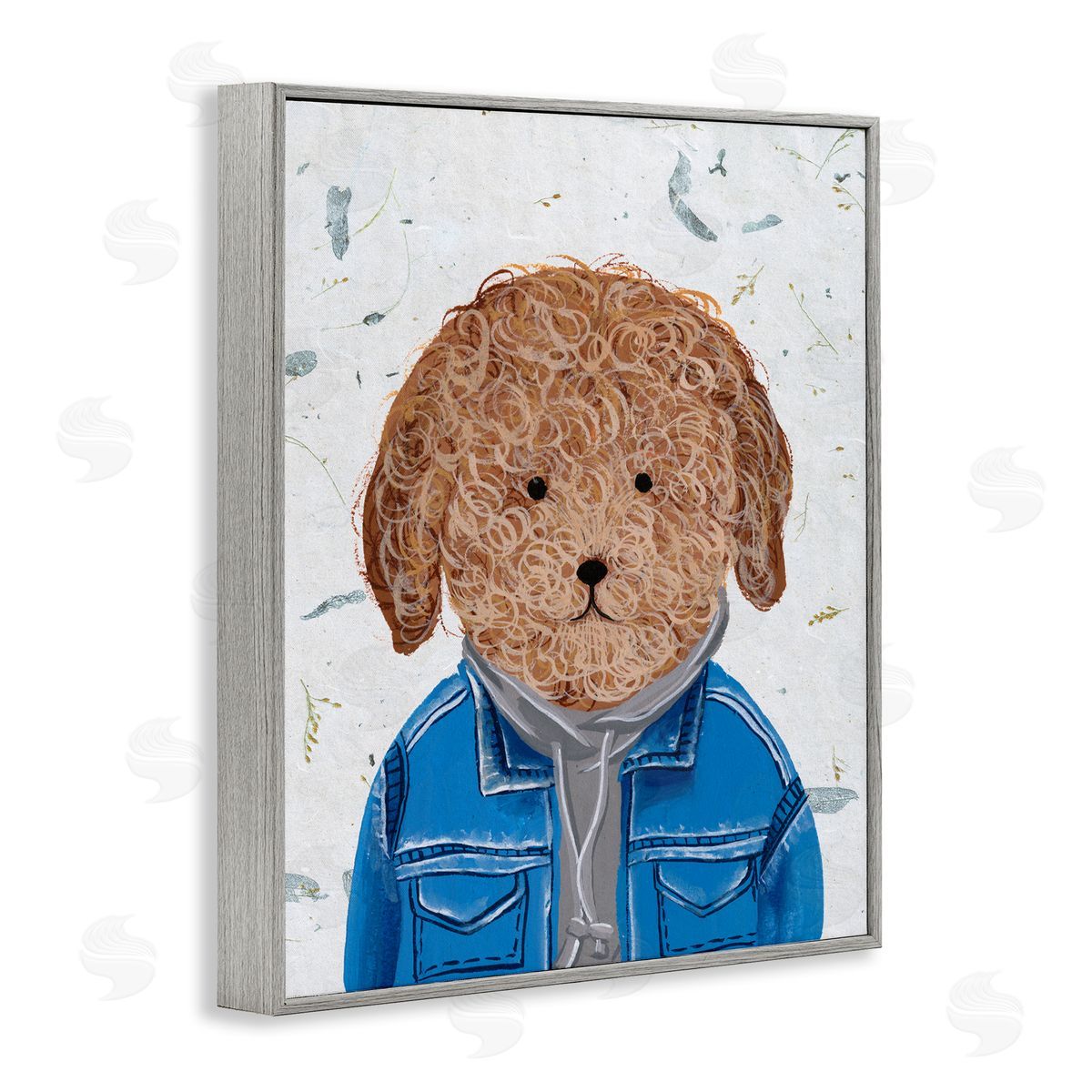 Hipster Dog Sweatshirt Poodle Grey Frame Print Wall Art, Home Decor by Melissa Wang