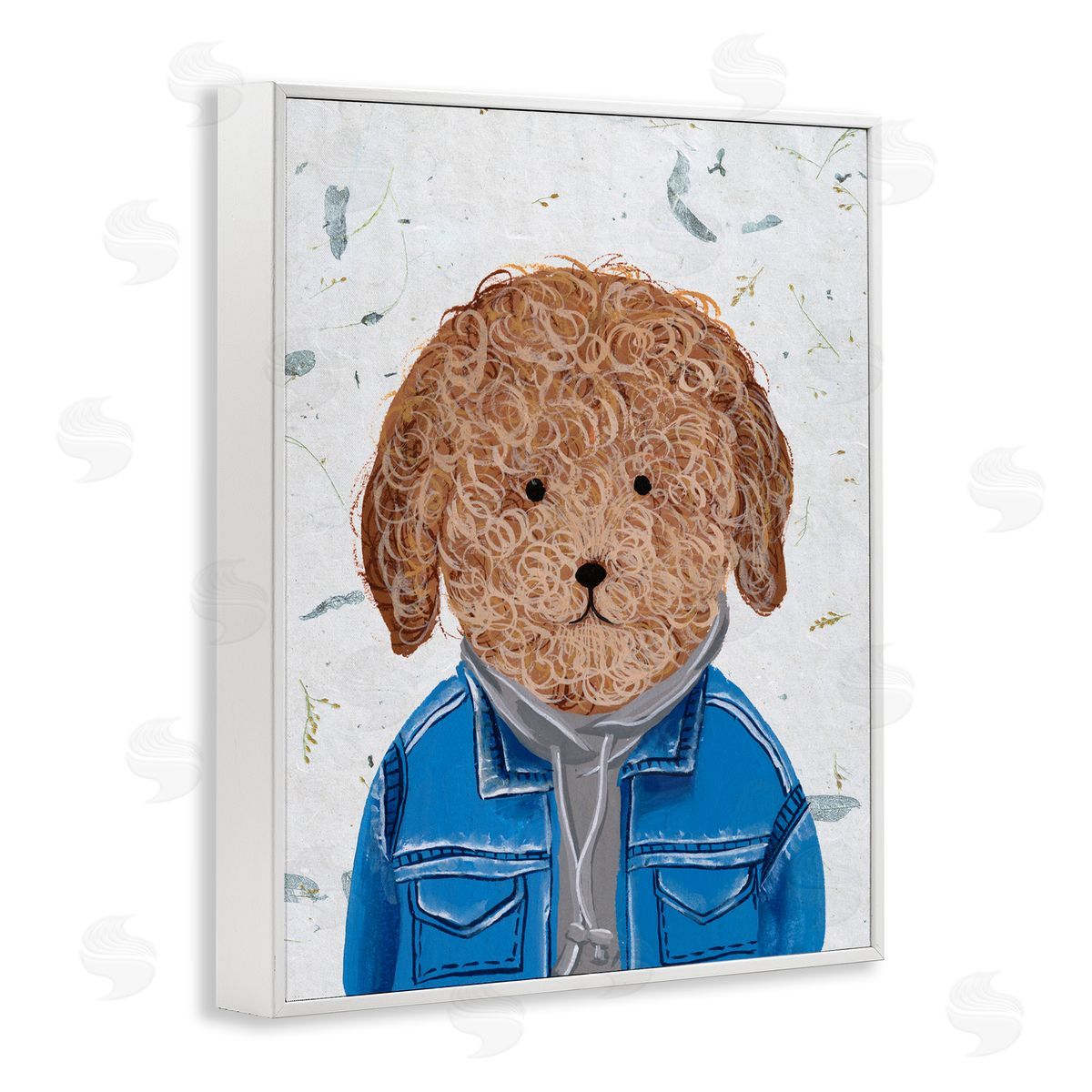 Hipster Dog Sweatshirt Poodle White Frame Print Wall Art, Home Decor by Melissa Wang
