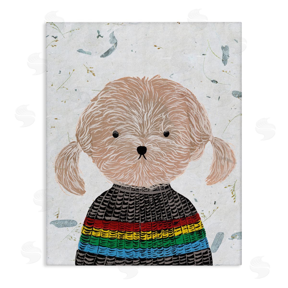 Hipster Dog Knit Shirt Poodle Canvas Wall Art, Home Decor by Melissa Wang