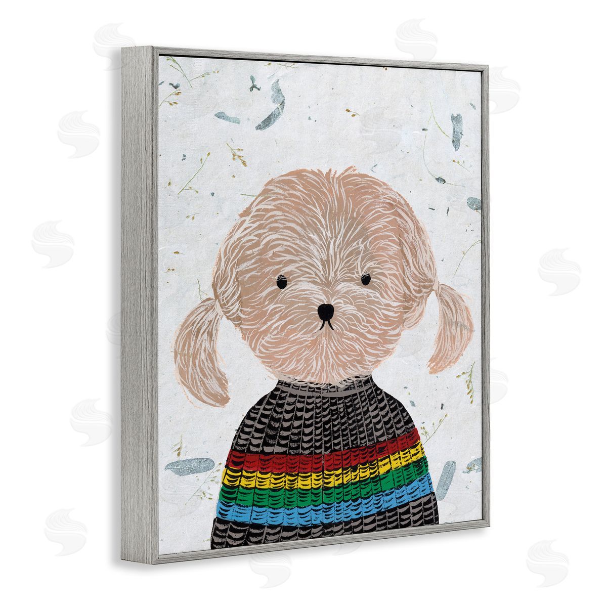 Hipster Dog Knit Shirt Poodle Grey Frame Print Wall Art, Home Decor by Melissa Wang