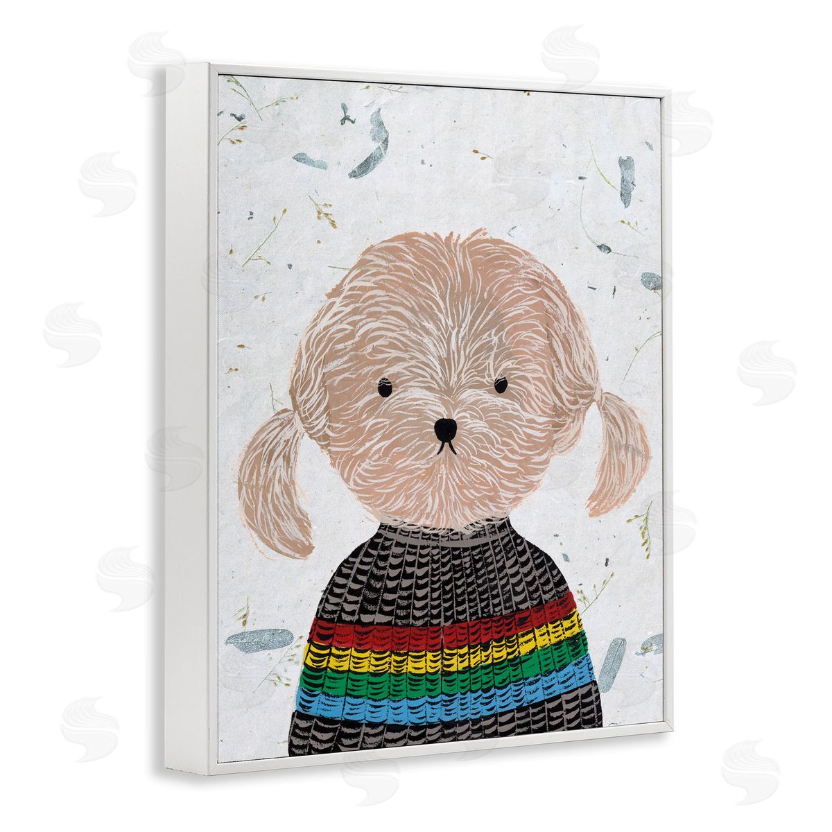 Hipster Dog Knit Shirt Poodle White Frame Print Wall Art, Home Decor by Melissa Wang