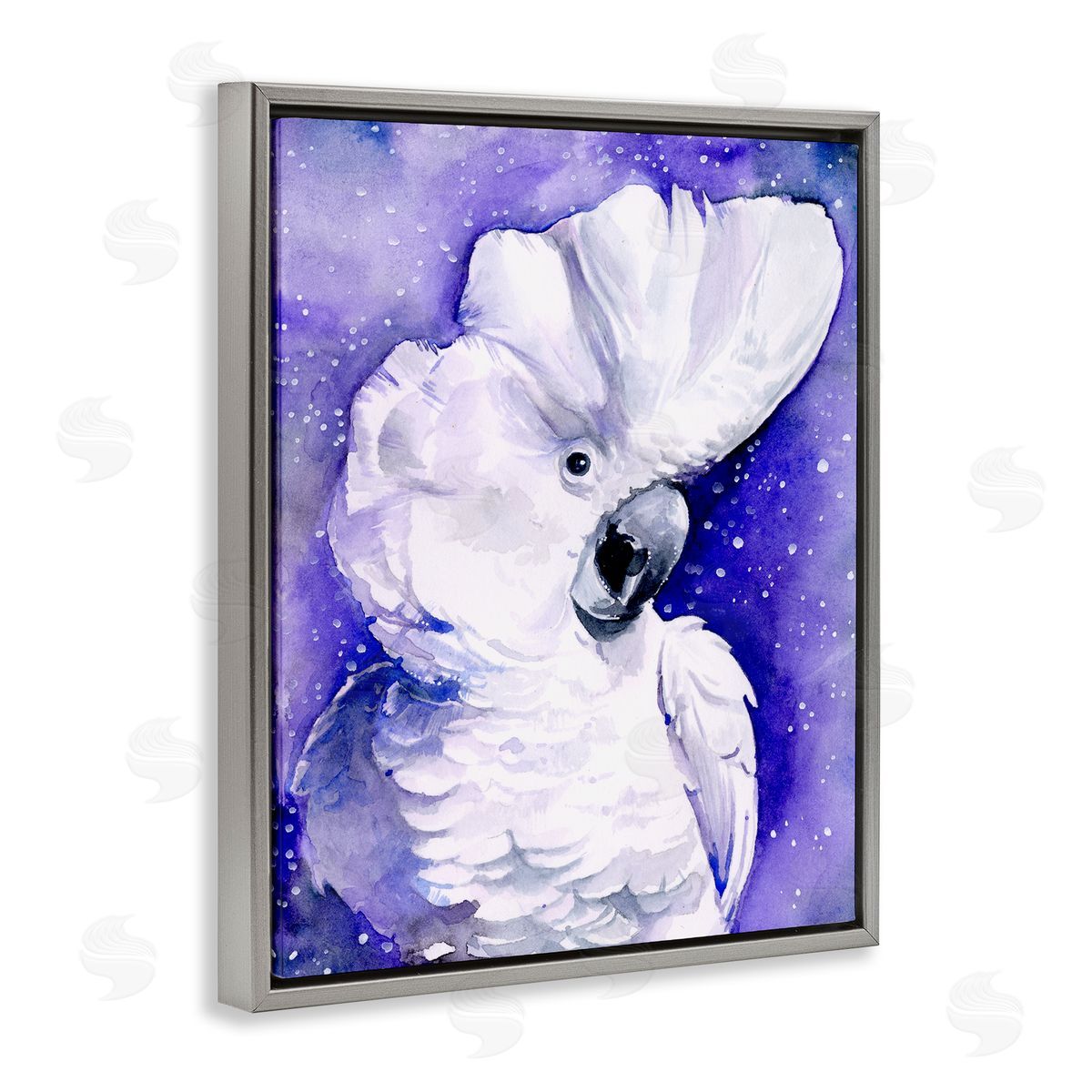 Space Bird Painting Grey Floating Frame Canvas Wall Art, Home Decor by Jennifer Paxton Parker
