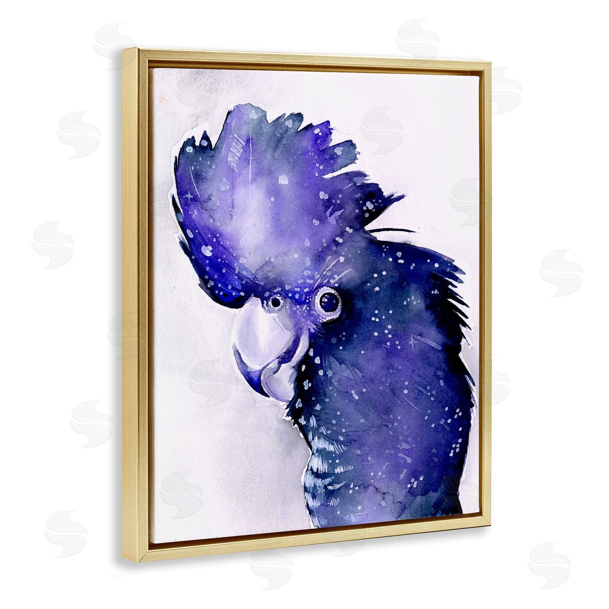 Space Bird Purple Gold Floating Frame Canvas Wall Art, Home Decor by Jennifer Paxton Parker