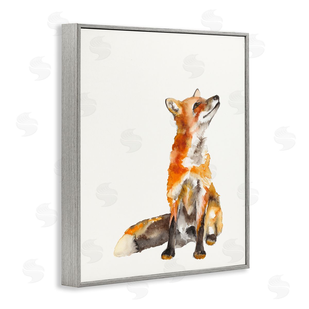 Curious Fox Illustration Grey Frame Print Wall Art, Home Decor by Jennifer Goldberger