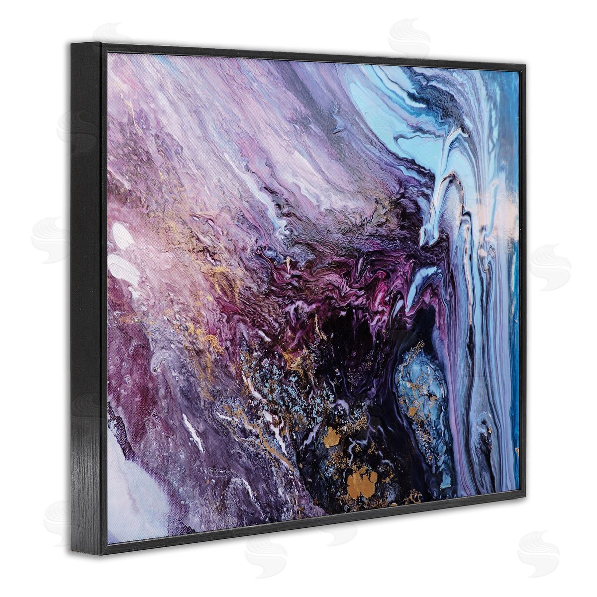 Abstract Liquid Purple Blue Black Frame Print Wall Art, Home Decor by Leticia Herrera