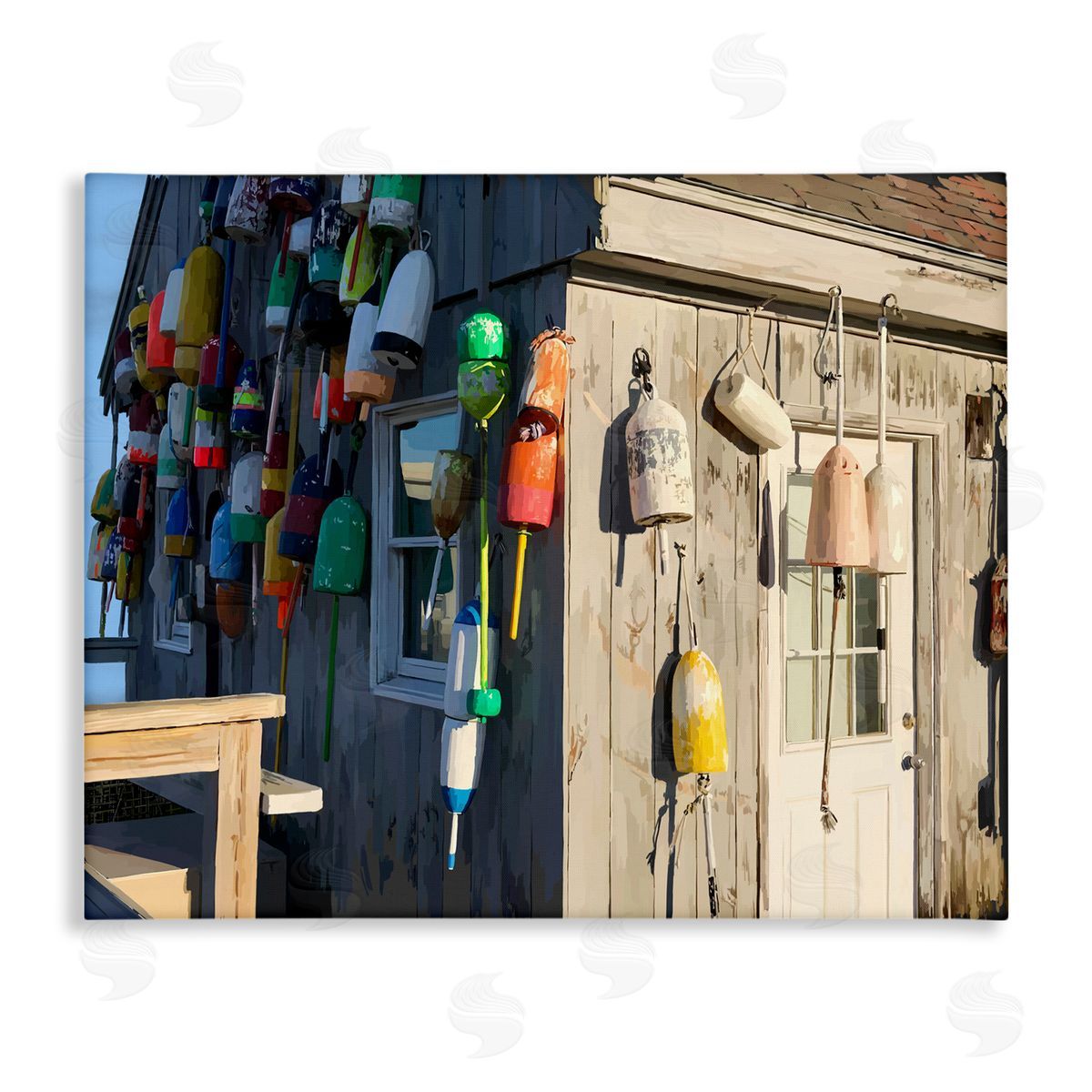 Island Hut Beach Buoy Canvas Wall Art, Home Decor by Emily Kalina