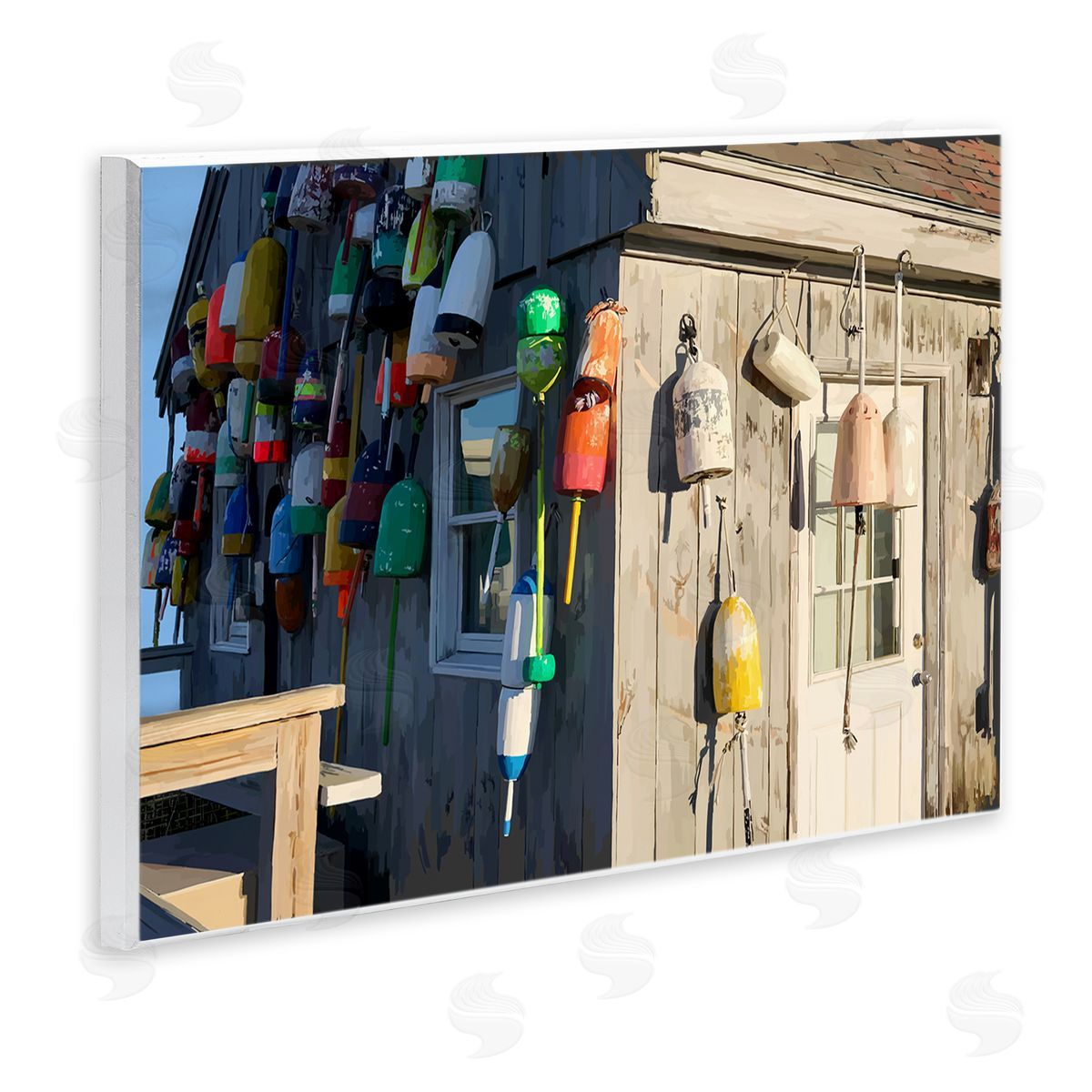 Island Hut Beach Buoy Wood Plaque Wall Art, Home Decor by Emily Kalina