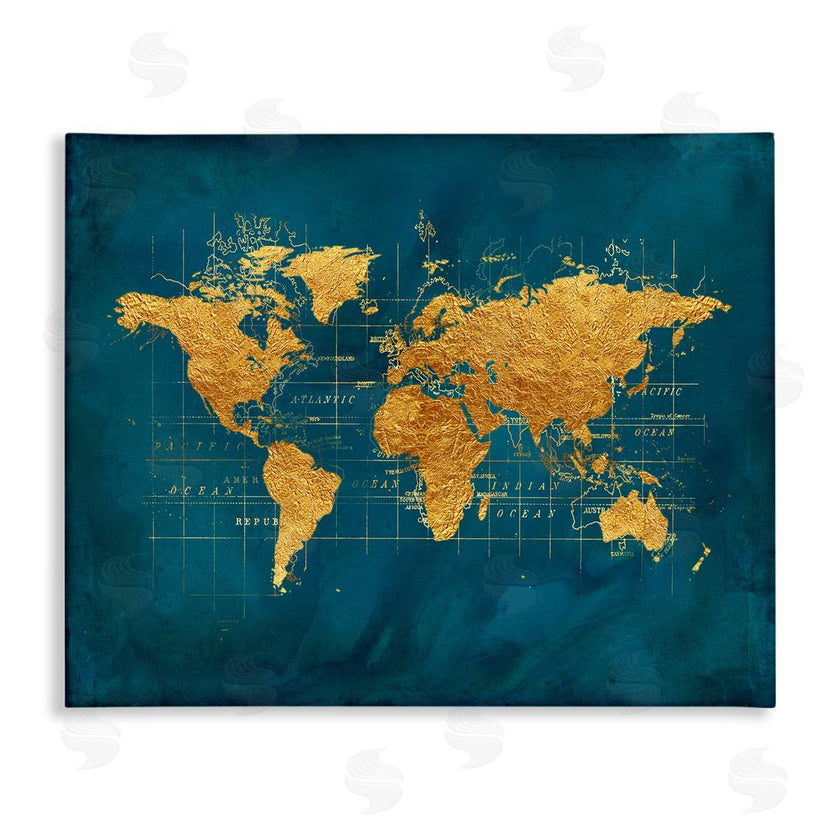 Beth Albert | World Map Gold Blue