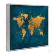 Beth Albert | World Map Gold Blue