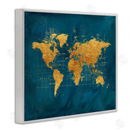 Beth Albert | World Map Gold Blue