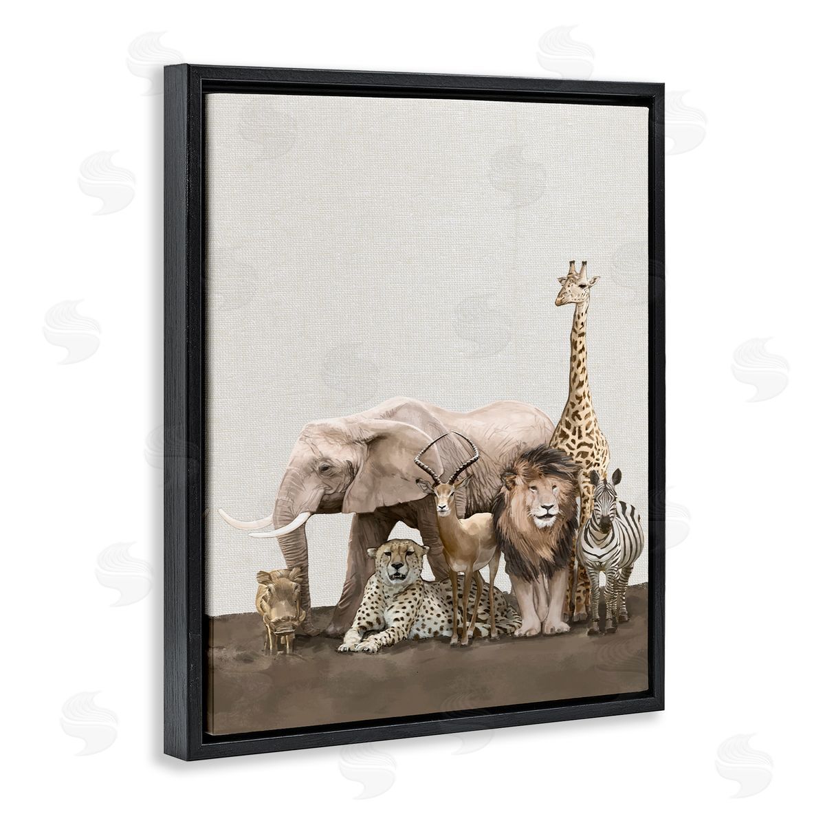 Wild Zoo Animals Black Floating Frame Canvas Wall Art, Home Decor by Ziwei Li