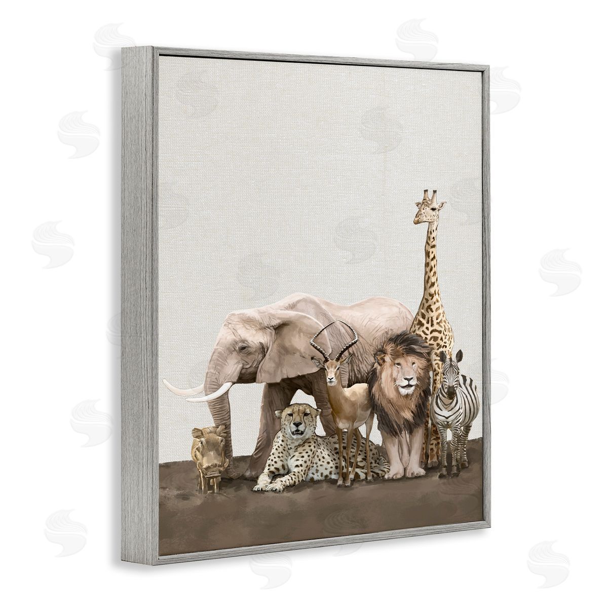 Wild Zoo Animals Grey Frame Print Wall Art, Home Decor by Ziwei Li